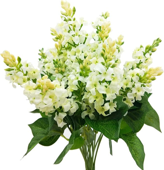 Artificial Fake Flowers Silk Plastic Plant Arrangement for Home Indoor Outdoor Garden Wedding Table Vase Decorations Faux Snapdragon Flower,3 Bouquets (White)
