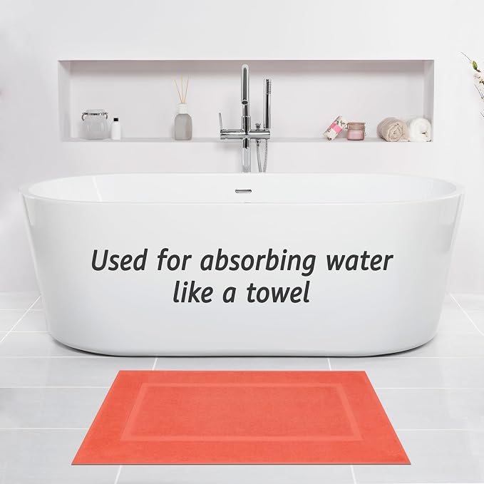 Cotton Paradise 100% Cotton Turkish Bathmat Set, Soft Absorbent Quick Dry, 2 Piece 20x34 Bathmat Floor Set, Coral