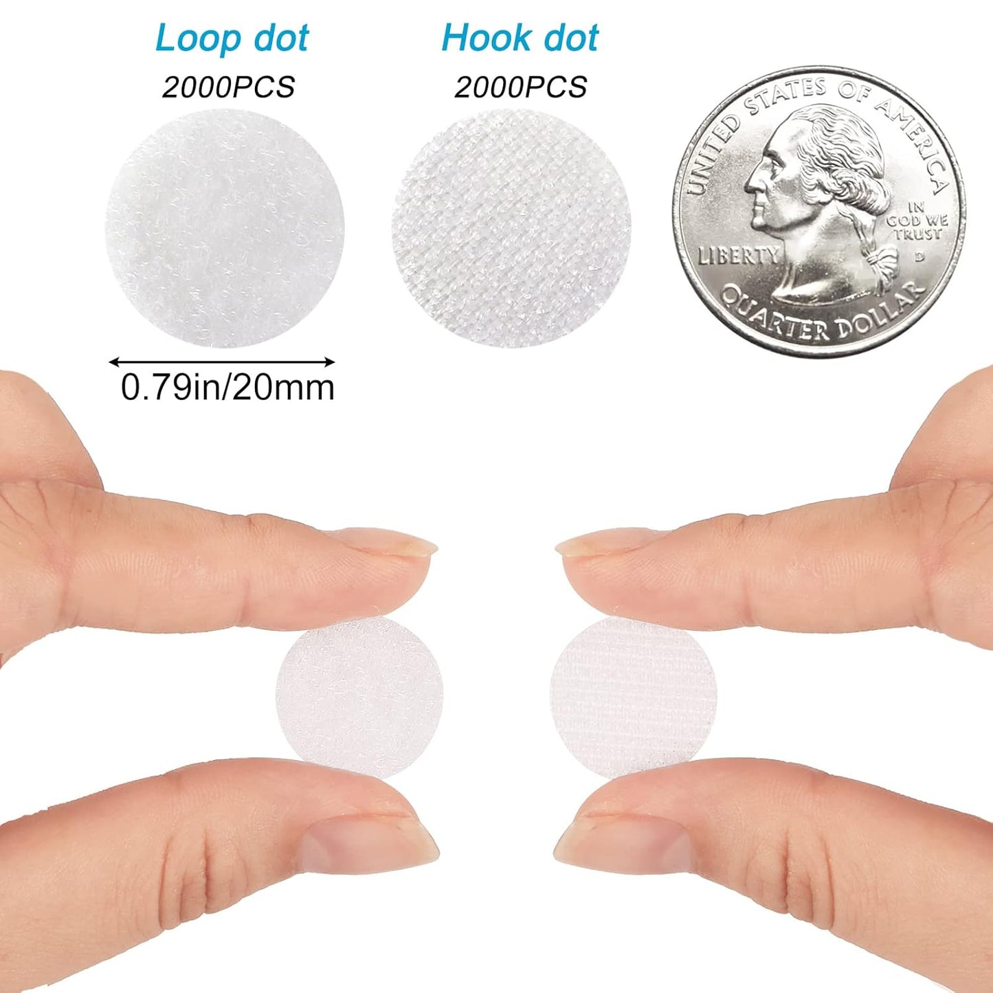 WXBOOM Self-Adhesive Hook and Loop Dots - 4000 Pcs (2000 Pairs) | 0.79in Nylon for Home & Office