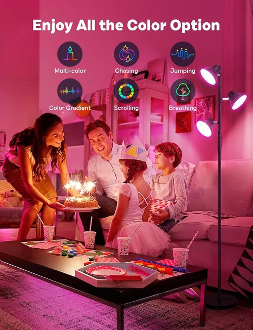 SIBRILLE RGB Floor Lamp - 36W Color Changing LED with Remote & Touch Control | Modern Dimmable Design for Living Room & Bedroom