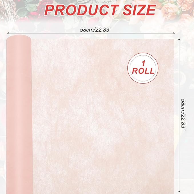 PATIKIL Flower Wrapping Paper 29.5 Ft x 22.8 Inch, Cotton Wrapping Flower Paper Tissue Paper for Flower Bouquet Gift Wrapping Valentine's Day Graduation Gift Floral Wrap, Cream Peach