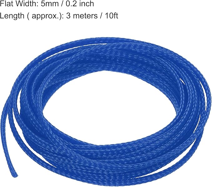uxcell PET Expandable Sleeving 10ft 1/8" Blue Cable Management Sleeve Cord Organizer for Wrap Protect Cable