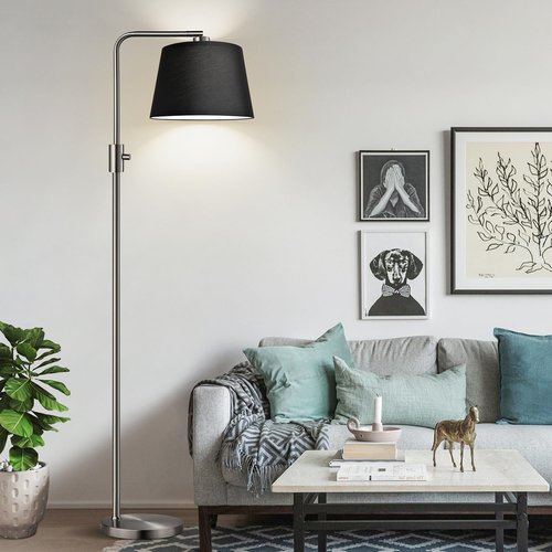 Nintiue Dimmable Floor Lamp - 1000 Lumens LED Edison Bulb Included | Modern Brushed Nickel Arc Design