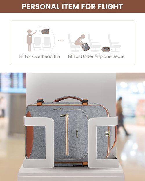 LOVEVOOK Travel Backpack - 40L Airline Approved Carry-On Bag with 3 Packing Cubes | Waterproof Grey-Brown