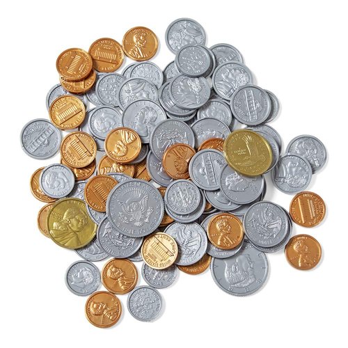 hand2mind Fake Money Coin Classroom Set - Realistic Toy Money for Kids | 768 Detailed Plastic Coins