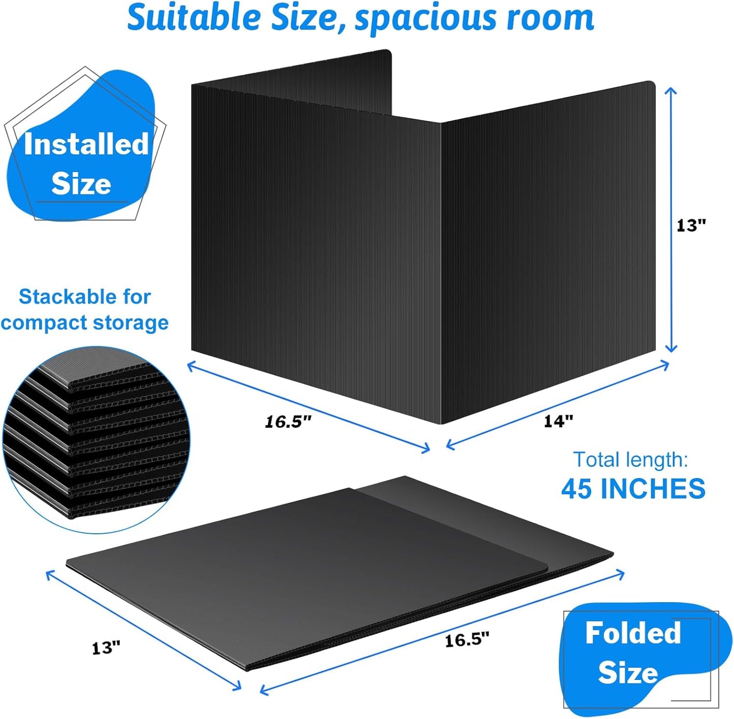 Skiennix Desk Dividers - Waterproof 24-Pack Durable Plastic Study Carrels | Easy to Clean Privacy Shields