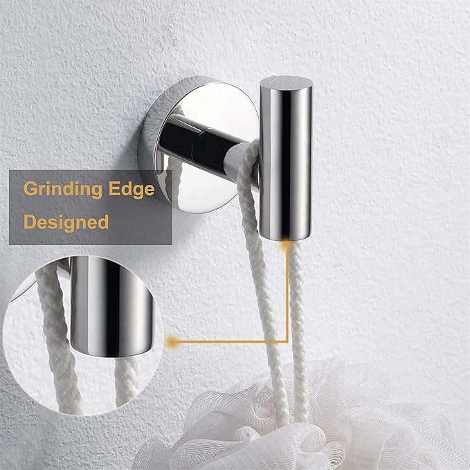 Nolimas Towel Coat Hook Polished Chrome SUS304 Stainless Steel Bathroom Clothes Cabinet Closet Sponges Robe Hook Wall Mounted Round Kitchen Heavy Duty Door Hanger 2 Packs