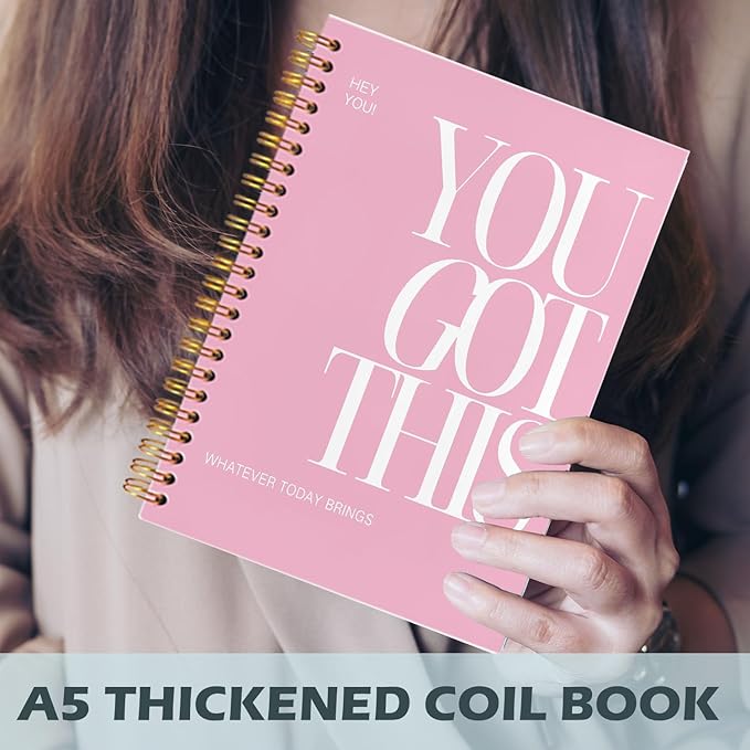Yhtrg Spiral Journal Notebook for Women, You Got This Inspirational Notebooks Journal, Pink School Journal Notebook, Pink Motivational Positive Notebooks for Office School Supplies, 5.5x8.3 Inch