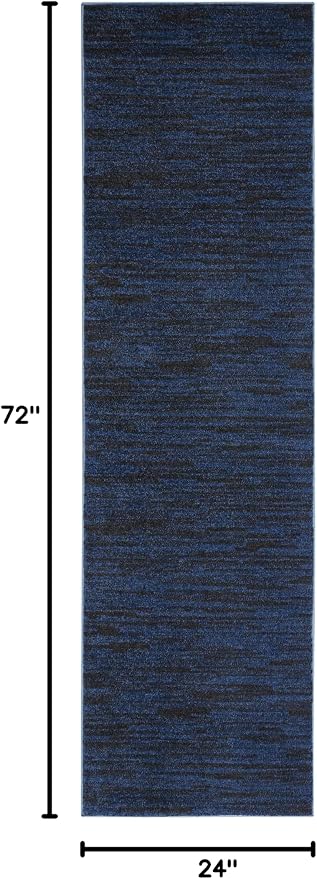 Nourison Home Nourison Essentials Midnight Blue 2' x 6' Area Rug - Easy Clean, Non Shedding, Bed Room, Living Room, Dining Room, Kitchen (6' Runner)
