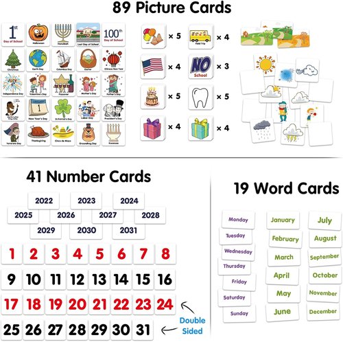Godery Classroom Calendar & Weather Pocket Chart - 149 Organized Pieces for Effective Learning
