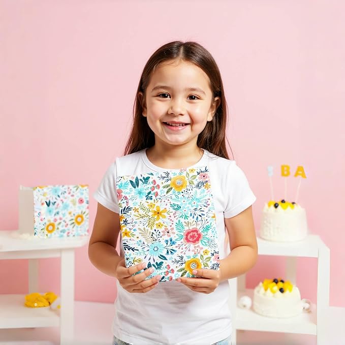 Miss DuiDui Foral Gift Wrapping Paper Roll, 17 inch x 32.8 feet, Colorful Spring Summer Flower Design for Birthday, Wedding, Valentines' Day, Anniversary, Bridal Shower, Baby Shower