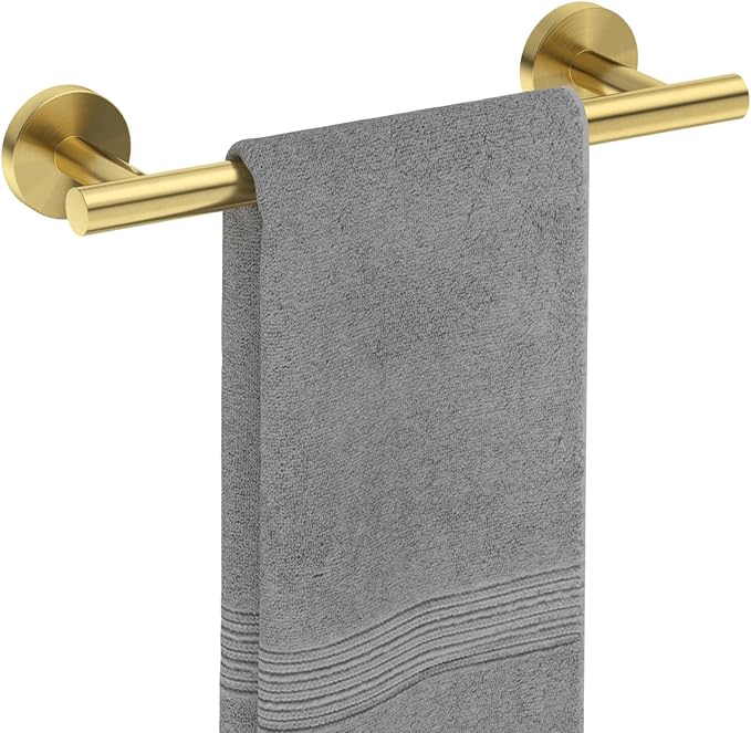 USHOWER Light Gold Hand Towel Bar, 9-Inch Towel Racks for Bathroom Wall-Mounted, SUS304 Stainless Steel Towel Rod (Total Length 11-Inch)