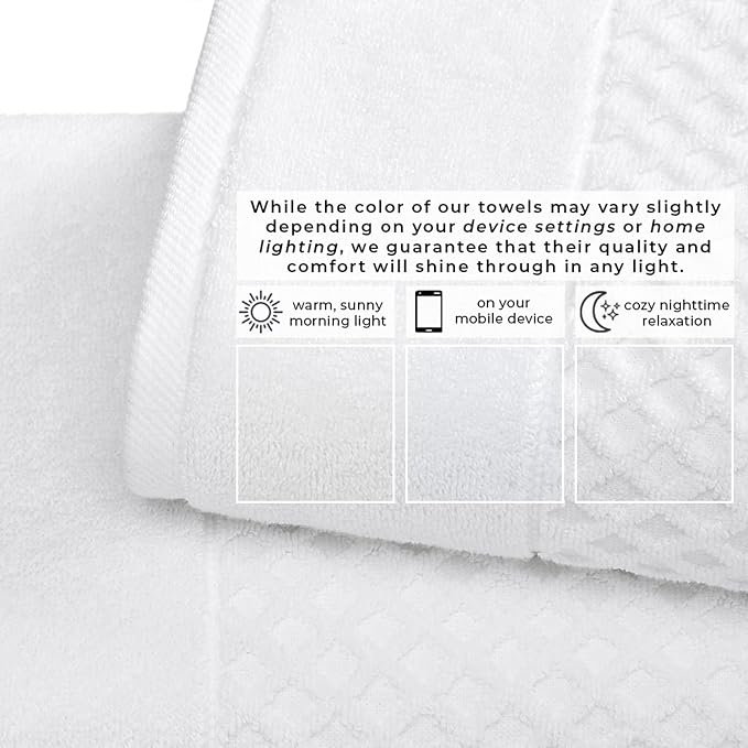 Great Bay Home Hand Towels - 100% Cotton 6 Pack 26x16 Hand Towel Set - Absorbent, Durable, Quick-Dry Towels for Bathroom (Optic White)