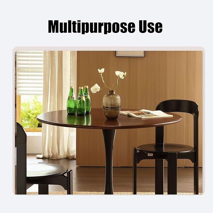 31.5" Tulip Table for 2-4 Persons Modern Round Dining Room Table, Mid-Century Modern Walnut Small Kitchen Table with MDF Wooden Top, Leisure Coffee Table for Living Room, Dining Room, Office