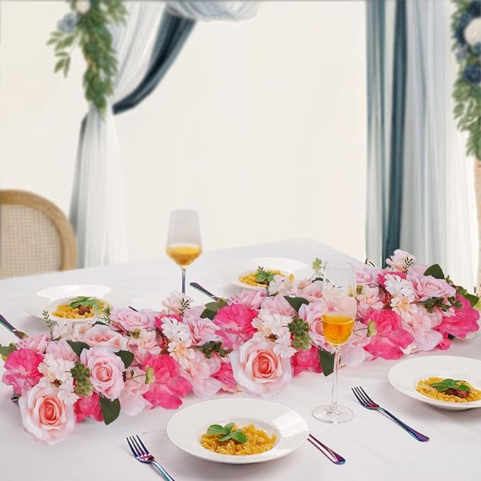 Flower Centerpieces for Tables - 10 Pack Wedding Arch Artificial Flowers Pink Arrangements Center Piece for Reception, Living Room, Kitchen, Dining Table Runner Decorations(20.5 * 9.4''/52 * 24cm)