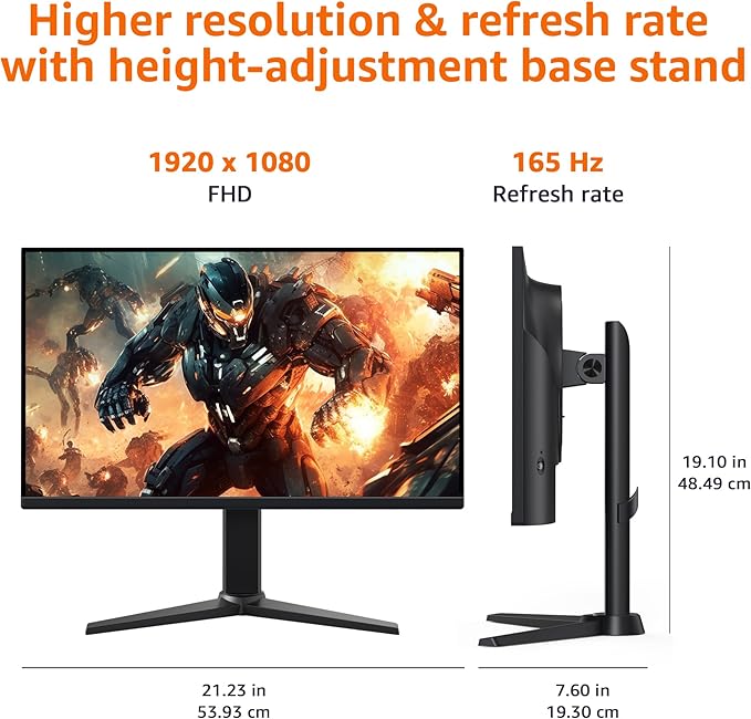 Amazon Basics 24 Inch (23.8 inch viewable) Gaming Monitor, FHD 1080P, 165Hz, VESA Compatible, Adaptive sync, 1ms Response, Black