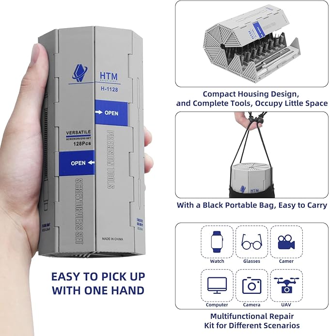 HengTianMei 142 in 1 Precision Screwdriver Set Professional Magnetic Repair Tool Kit for Computer, Laptop, Xbox, Macbook, Game Console (H1128)