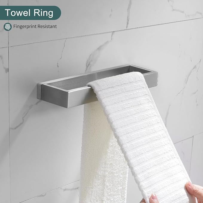 Brushed Bathroom Hardware Accessories Set 4 Pieces Brushed Nickel Towel Bar Set, 23.6 Inch Towel Rack Set SUS304 Stainless Steel Bathroom Set,Wall Mounted