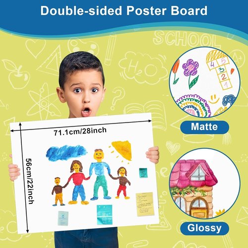 ROOKEA 18 Pcs White Poster Board - 22" x 28" 250 GSM Vision Board for Arts, Crafts & Presentations