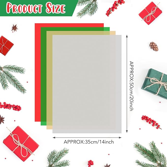 NEBURORA 100 Sheets Christmas Tissue Paper Red Green Silver Golden Gift Wrapping Tissue Paper for Holiday Gift Crafts Bags and Party Decorations