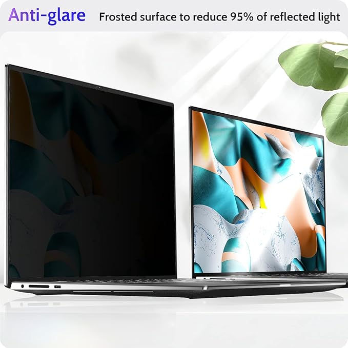 Peslv 15.6 Inch Laptop Privacy Screen Compatible with Lenovo Hp Dell Acer Asus Thinkpad Envy Xps Computer 16:10 Aspect, Removable Anti Glare Blue Light Filter Protector, 15" Monitor Security Shield