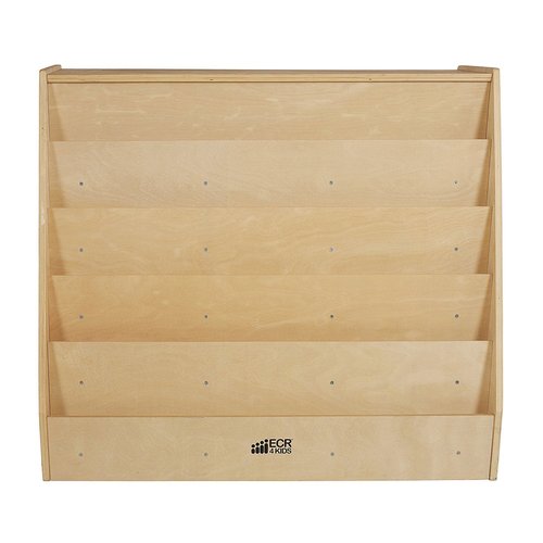 ECR4Kids Double-Sided Mobile Book Display - Versatile Classroom Bookshelf with Storage, Natural Finish