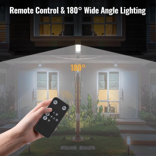 Flumy Solar Powered Outdoor Street Lights - 108 Motion Sensor Flood Lights, 6500K, IP65 Waterproof | 4 Pack