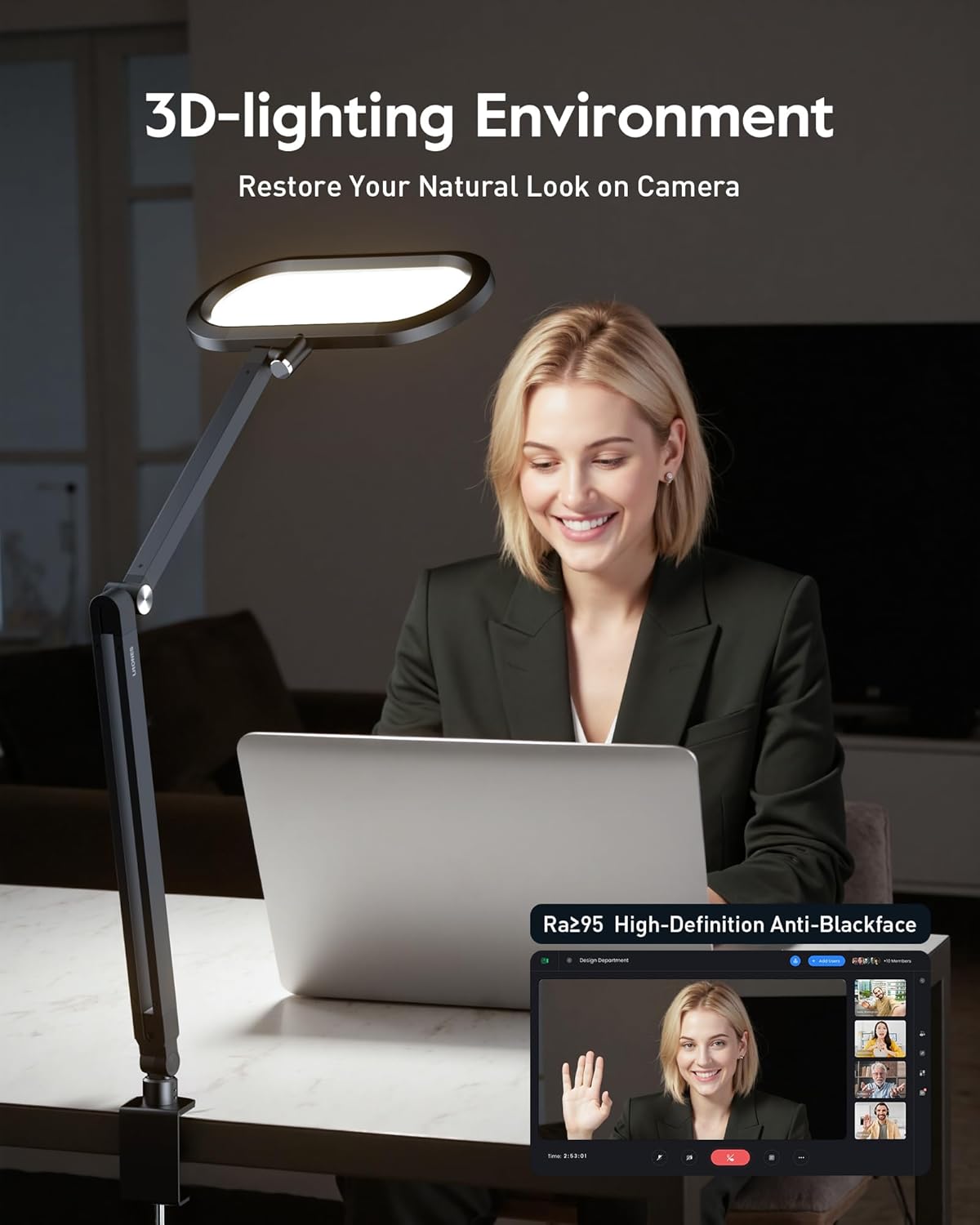 **Skiennix LED Desk Lamp - Eye-Care Double-Sided Light with Dimmable Knob & Adjustable Arm for Home Office**