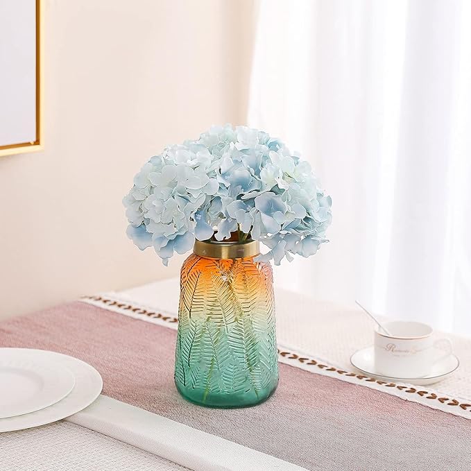 Fake Blue Hydrangea Artificial Flowers - Faux Silk Hydrangeas Flowers Heads with Stems Real Touch for Home Wedding Party Table Decor(Light Blue,Pack of 10)
