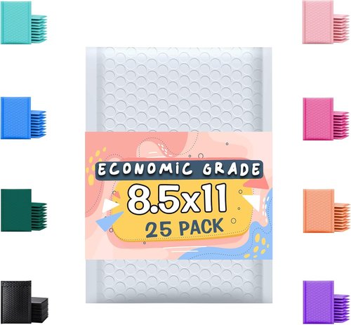 Bubble Mailers - 8.5x12 Waterproof Self-Seal Adhesive Shipping Bags | 25 Pack Padded Envelopes for Mailing