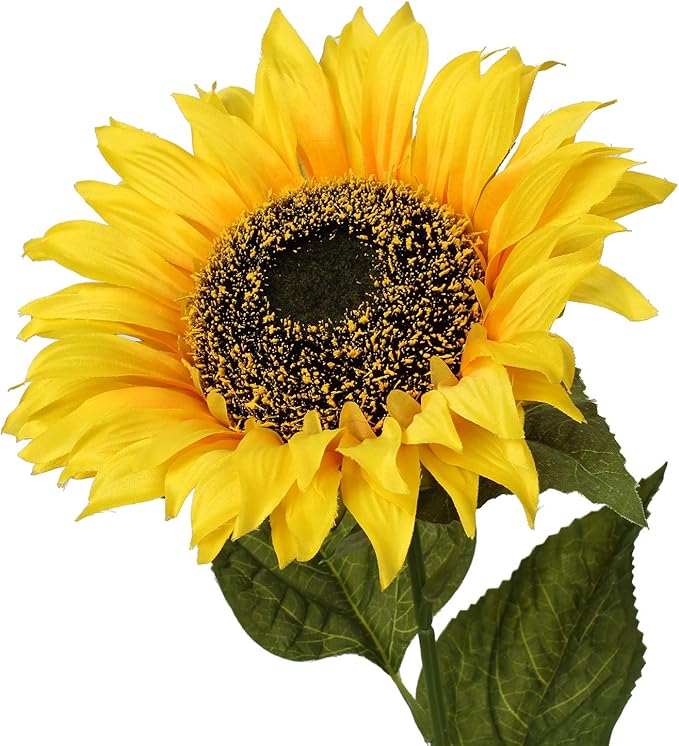 Large Sunflowers Artificial Flowers 8" Full Bloom Long Stem Artificial Sunflower 33" Tall Sun Flowers Giant Silk Sunflowers with Stem Fake Sunflower Floral Arrangement for Home Wedding Decoration