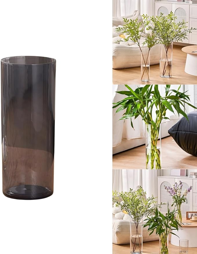 Clear Acrylic Flower Vase, Modern Unbreakable Decorative Cylinder Vase for Wedding Bouquets, Centerpieces, and Home Decor - 10cm Diameter, 35cm Height