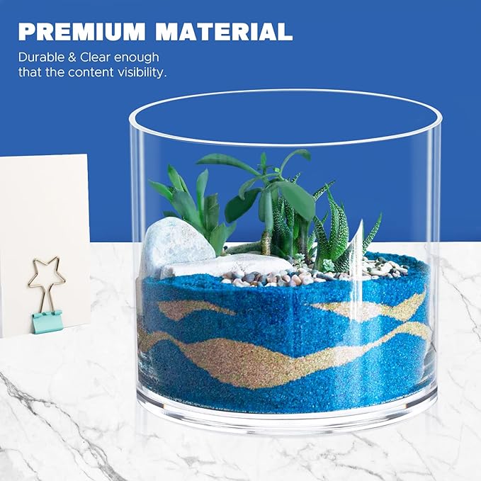 JYPS Clear Vase Set of 3, Polycarbonate, Round, Transparent, Wide Mouth, 6 inches, Ideal for Wedding Decor, Flowers, Bedroom, Living Room, Bathroom, Break Resistant