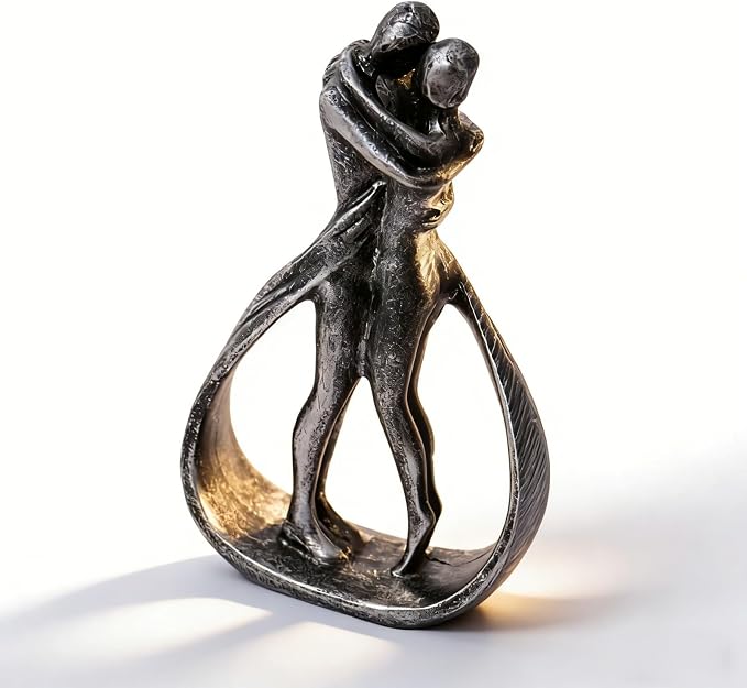 Modern Abstract Couple Statue, Kissing Lovers Sculpture Figurine for Home Decor Living Room Bedroom Bookshelf Office, Gift for Wedding Anniversaries, Love Decor Ornament for Valentines - Style C