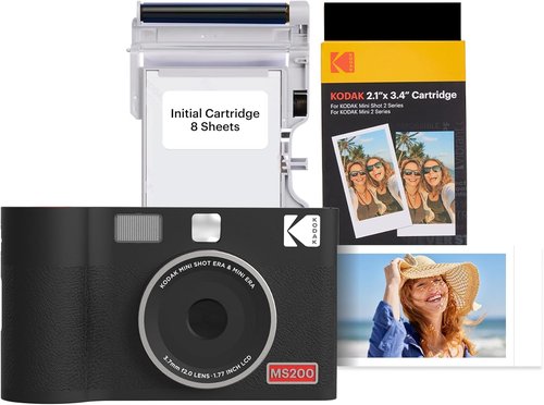 KODAK Mini Shot 2 ERA Instant Digital Camera & Photo Printer - 2-in-1 Portable, Bluetooth, Black | 38 Sheets Included