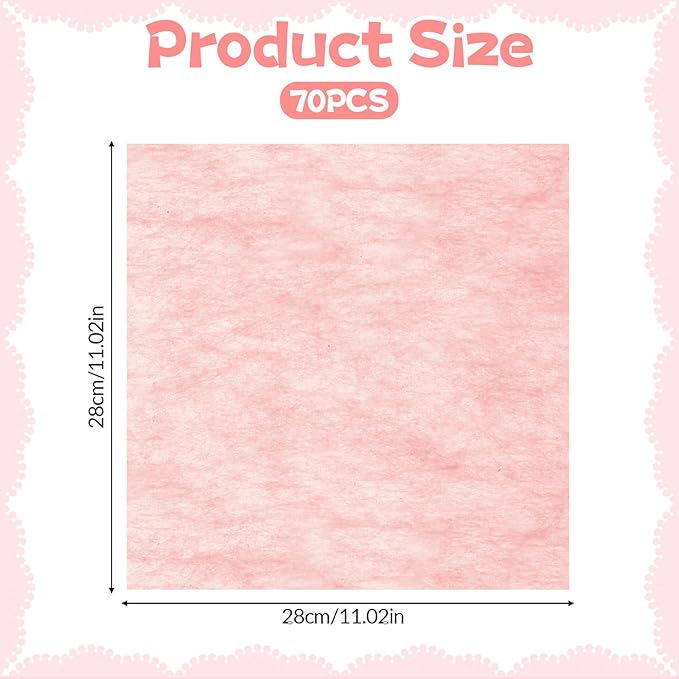 70 Sheets Flower Wrapping Paper, Cotton Wrapping Flower Paper Withdrawable Pleated Bouquet Wrap, 11"x 11" Waterproof Non-Woven Fabric for Fresh Flowers Gift Packaging Florist Supplies (Beige, Pink)