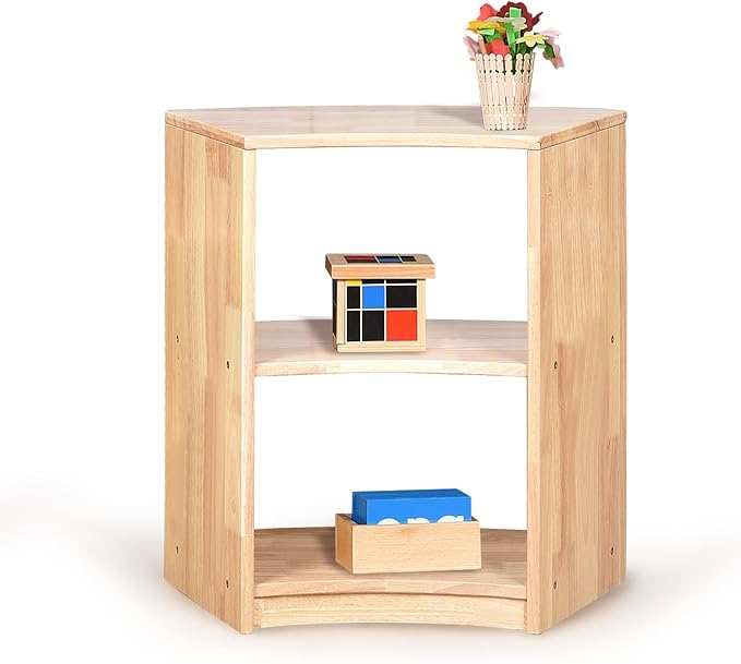 Curved Storage Bookcase Montessori Shelf-Toy,Books,Arts Storage for Kids Classroom&Home Toddler Cabinet Furniture for Playroom/Daycare/Preschool/Nursery(3-Tier Curved Cabinet)