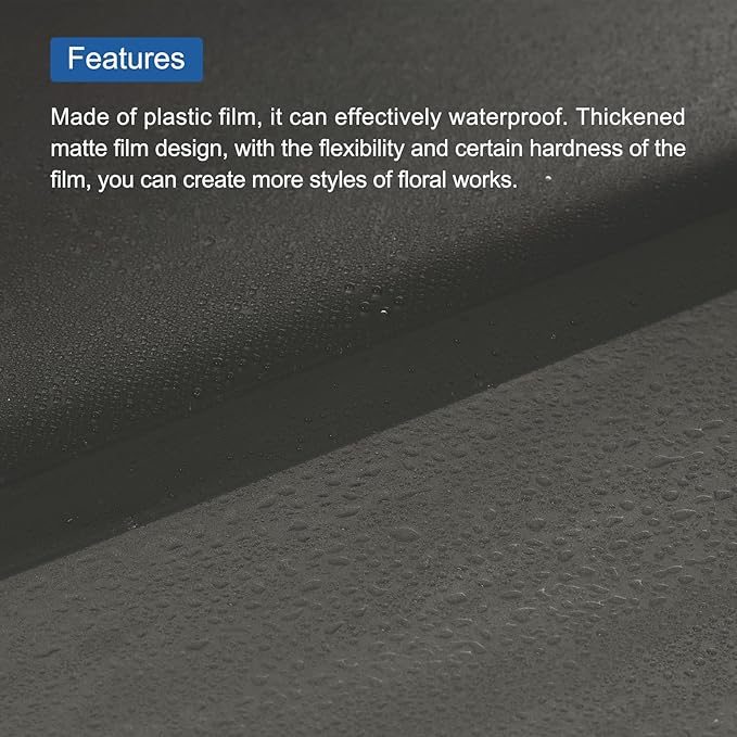 MECCANIXITY Flower Wrapping Fog Paper 22.8x22.8 Inch Waterproof Matte Floral Wrapping Paper for DIY Crafts, Gift/Gift Box Packaging Dark Gray 20 Pcs