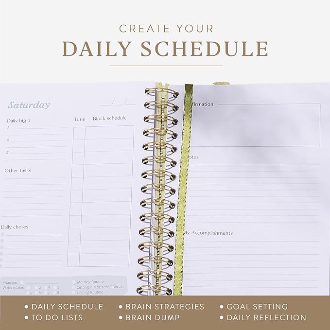 The ADHD Planner - Undated Daily/Weekly Schedule Organizer Journal - Habit Tracker Record Emotions & Mood - Academic Goals - Structure & Focus for Adults (Spiral) (Green)