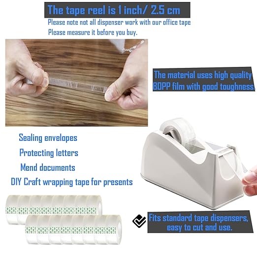 WUKAKA 12 Pack Transparent Tape Clear Tape Refills Rolls Each Roll 3/4 x 1000 Inches, 1 inch Core, for Office, Home, School