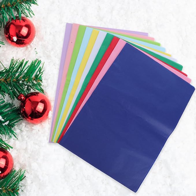 VICASKY 100 Pcs Tissue Paper for Packing Ultra-Thin Craft Paper DIY Floral Bouquet Wrapping Holiday Decorations Color Mix