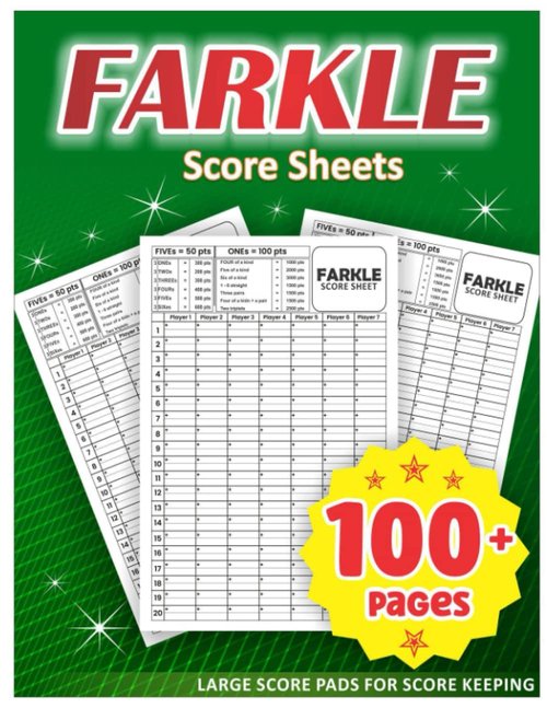 Farkles Score Sheets - Large Print Score Pads for Easy Scorekeeping | 8.5 x 11 Inches