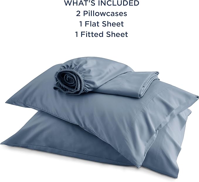 Bedsure Full Size Bed Sheets, Cooling Sheets, Rayon Derived from Bamboo, Breathable & Soft, Deep Pocket Up to 16 Inches, Hotel Luxury Silky Bedding for Hot Sleepers, Dusty Blue