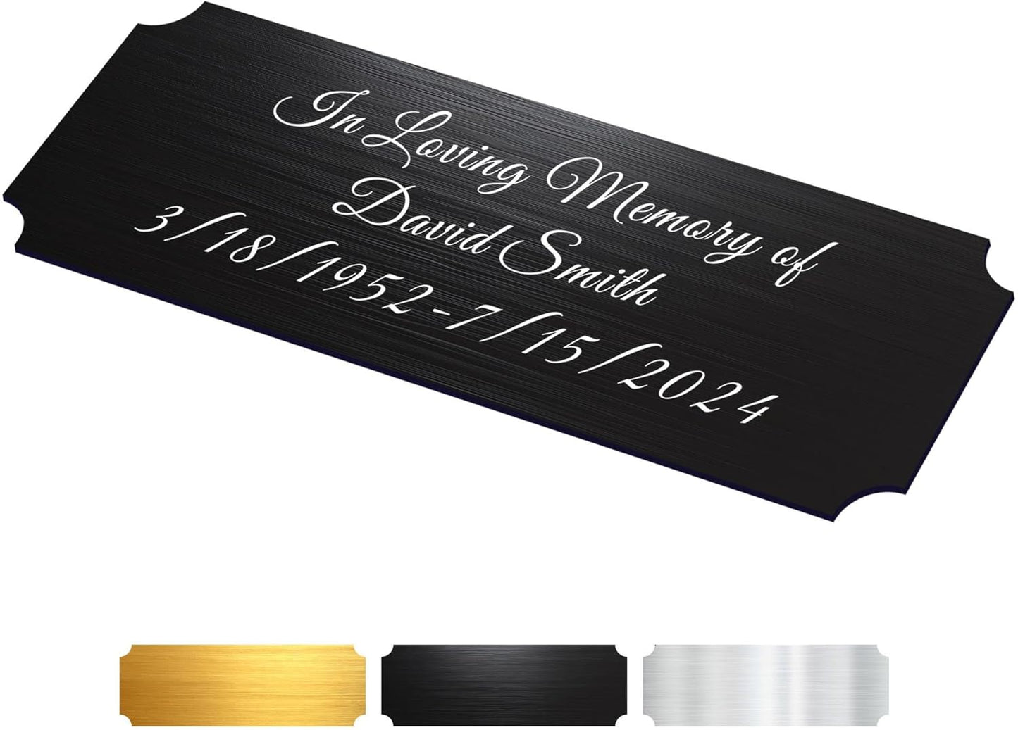 Skiennix Engraved Name Plate - Custom Brass Urn Plate with Adhesive Backing | 1" x 3" Black Design