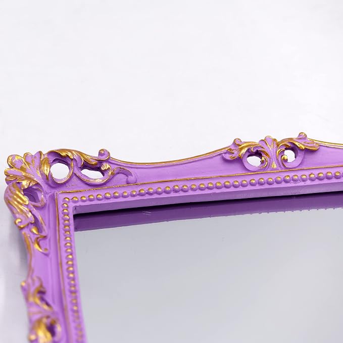 Funerom Vintage 11 x 9.5 inch Decorative Mirror, Wall Mounted & Tabletop Makeup Mirror ，Square (Lilac Purple)