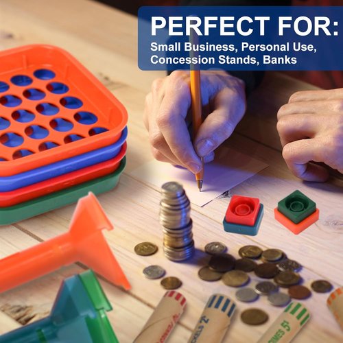 ESSENTIAL Coin Sorter Trays & Counter Tubes - 60 Assorted Preformed Coin Wrapper Rolls Included