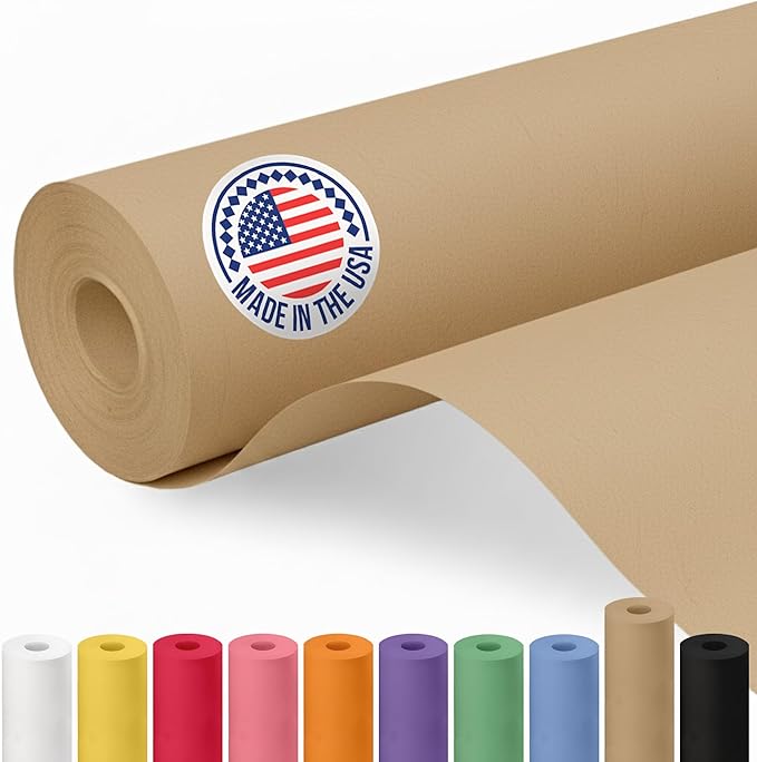 IDL Packaging 18" x 2160" (180 feet) Popular Pack Brown Kraft Paper Roll - USA-Made Perfect Craft Wrapping Paper for Packing, Moving, Shipping - 100% Recycled Natural Wrap Material
