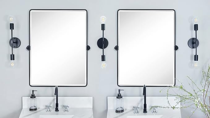 TEHOME Pivot Mirror Oil Rubbed Bronze Tilt Mirror Large Metal Framed Rectangle Tilting Beveled Vanity Mirrors for Wall, Vertical Hanging, Overall 34.14 x 40 inches (Mirrror 30 x 40 inches)