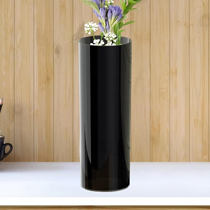 Qianly Tall Cylinder Vase Floor Decorative Standing Vase Flower Holder Hydroponic Plant Pot for Entryway Farmhouse Dining Room