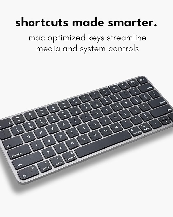 Macally Apple Wireless Keyboard and Mouse for Mac - Dual Mode (Bluetooth + Wired) - Multi-Device, Rechargeable - Mini Wireless Keyboard and Mouse Combo for MacBook, iPad, Mac Mini/Air/Pro (Space Gray)